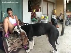 Horny spanish legal age teenager seduces her dark dog